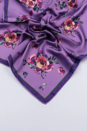 Bambu Tabaklı Beyaz Fincan-Godiva Çikolata-Mor Fular-Türk Kahvesi-Kurutulmuş Buket Hediye Seti