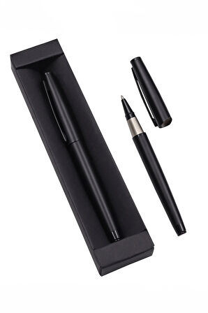 Yeşil Çiçekli Defter & 280 ml Kulplu Siyah Çelik Termos & Siyah Mat Kalın Roller Kalem Hediye Seti