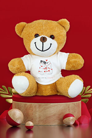 Peluş Ayıcık & Turuncu Fincan & Özel Kutuda 20'li Melodi Çikolata Hediye Seti