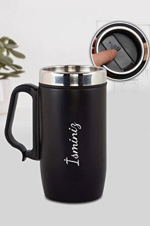 Kulplu 280ml Siyah Çelik Termos & Siyah Erkek Cüzdan & Siyah Zippo Tarzı Çakmak Hediye Seti