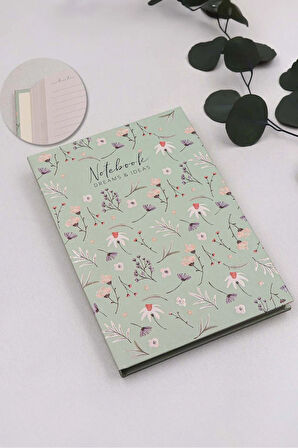 Yeşil Çiçekli Defter & Dondurma Kalem & Metal Mum & Pembe Kupa & Teashop 2'li Bitki Çayı Hediye Seti