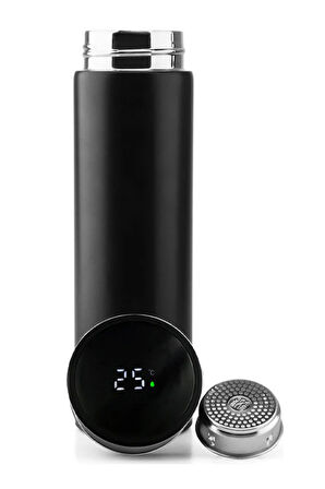 500 ML Siyah Renk Dereceli Termos & Turuncu Touch Pen & Turuncu Defter Hediye Seti