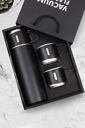 Özel Kutusunda 3 Bardaklı 500 ML Çelik Termos Seti