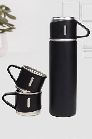Özel Kutusunda 3 Bardaklı 500 ML Çelik Termos Seti
