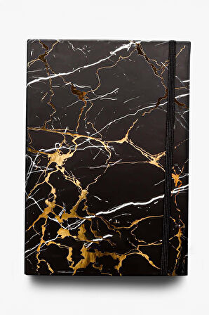 Mermer Desenli Defter Tükenmez Kalem & Özel Peluş Kılıflı Cam Matara Hediye Seti