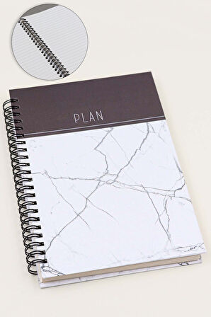 Beyaz Mermer Desenli Defter & Siyah Touch Pen & Yıldızlı Kupa Hediye Seti