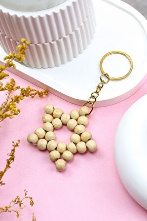 10'lu Bambu Yıldız Anahtarlık Söz, Nişan, Kına, Nikah Hediyesi