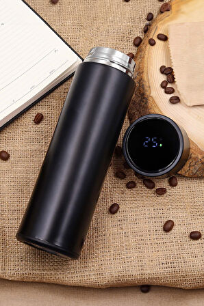 500 ML Siyah Dereceli Termos & Siyah Mat Kupa & Black Suede  Parfüm Erkeğe Hediye Seti