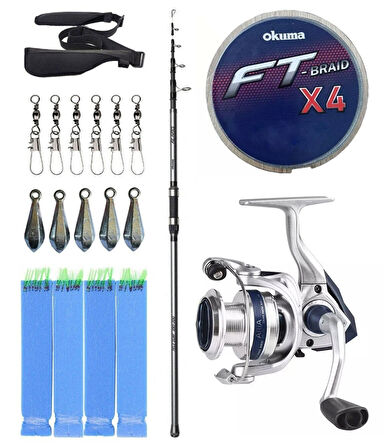 Yek Outdoor Hazır Olta Seti Okuma Alaris Light Tele Surf 420cm 100-250gr Surf Kamışı &Okuma ARIA-5000a Olta Makinesi