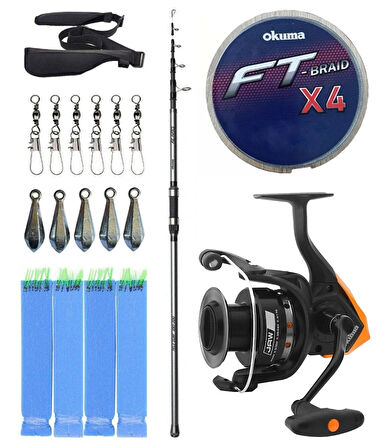 Yek Outdoor Hazır Olta Seti Okuma Alaris Light Tele Surf 420cm 100-250gr Surf Kamışı &Okuma JAW-55 3+1BB Olta Makinesi