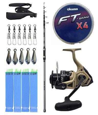 Yek Outdoor Hazır Olta Seti Okuma Alaris Light Tele Surf 420cm 100-250gr Surf Kamışı &Okuma Outrax OR-6000SGA Olta Makinesi