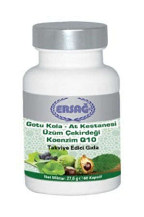 Ersağ Gotu Kola, At Kestanesi, Üzüm Çekirdeği Ve Koenzim Q10 60 Kapsül
