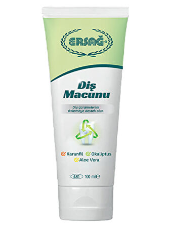 Ersağ Diş Macunu (Karanfil - Okaliptüs - Aloe Vera) 100 ML