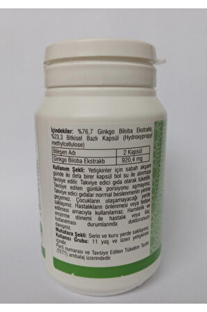 Ersağ Ginkgo Biloba Gıda Takviyesi