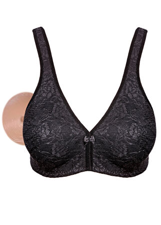 Alışveriş Meydanı Kadın Siyah (Dantelli) Penye Pamuk Cepli Protez Sütyen