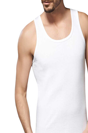 Erkek Beyaz Klasik Penye Pamuk Atlet