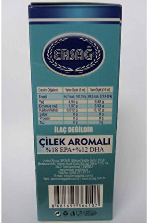Ersağ Omega 3 Sıvı Gıda Takviyesi, Çilek Aromalı