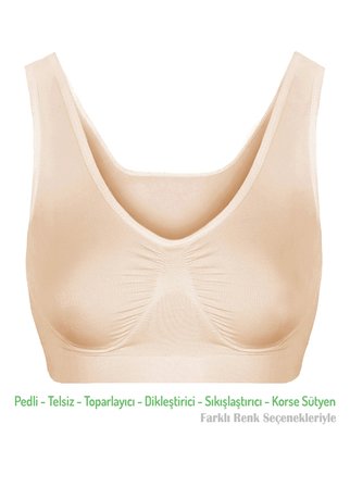 Alışveriş Meydanı Kadın Ten Pedli Kalın Askılı Dikleştirici Sıkılaştırıcı Toparlayıcı Sütyen Korse