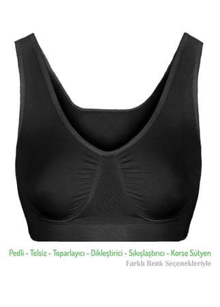 Alışveriş Meydanı Kadın Siyah Pedli Kalın Askılı Dikleştirici Sıkılaştırıcı Toparlayıcı Sütyen Korse