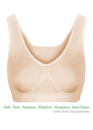 Alışveriş Meydanı Kadın Ten Pedli Kalın Askılı Dikleştirici Sıkılaştırıcı Toparlayıcı Sütyen Korse