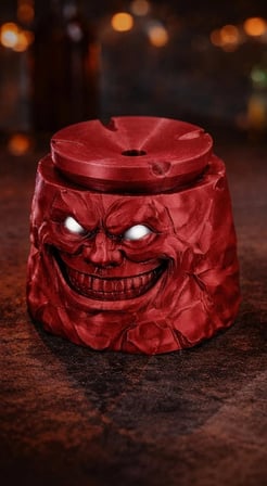 Alse 3D Korku Tasarımlı 3D Kül Tablası – Kapaklı, Dekoratif, Özel Tasarım Masaüstü Aksesuarı (85MM x 82MM)(KIRMIZI)