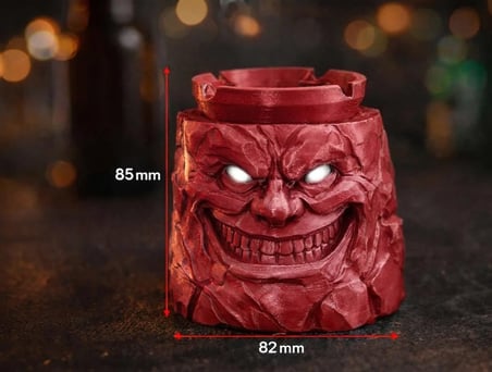 Alse 3D Korku Tasarımlı 3D Kül Tablası – Kapaklı, Dekoratif, Özel Tasarım Masaüstü Aksesuarı (85MM x 82MM)(KIRMIZI)