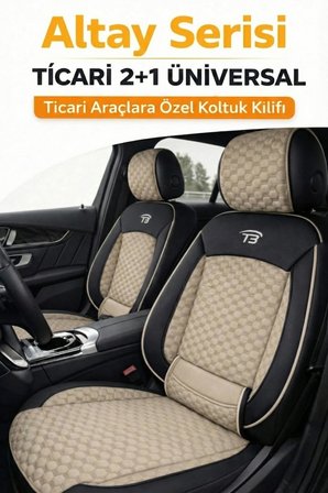 Ford Connect 2015-2019 2+1 Arka Sırt Oturak Uyumlu Altay Serisi Bej Siyah Koltuk Kılıfı