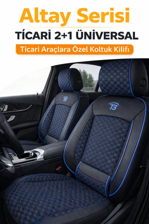 Peugeot 208 2012-2020 2+1 Arka Sırt Oturak Uyumlu Altay Serisi Siyah Mavi Koltuk Kılıfı