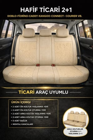 Peugeot 301 2018 2+1 Arka Sırt Oturak Uyumlu Altay Serisi Bej Koltuk Kılıfı