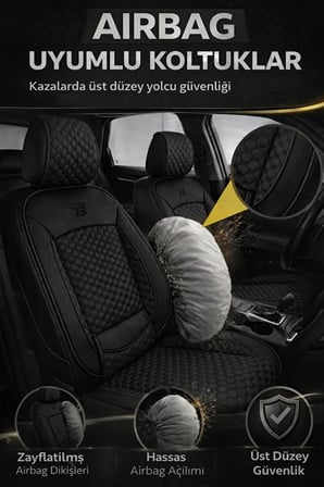 Ford Tourneo Courier 2024 2+1 Arka Sırt Oturak Uyumlu Altay Serisi Siyah Koltuk Kılıfı