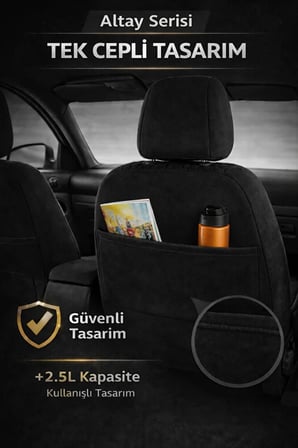 Ford Tourneo Courier 2024 2+1 Arka Sırt Oturak Uyumlu Altay Serisi Siyah Koltuk Kılıfı