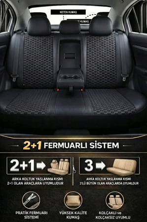 Nissan Juke 2010 ve Sonrası Uyumlu Altay Bel Destekli Tay Tüyü Siyah Beyaz Koltuk Kılıfı
