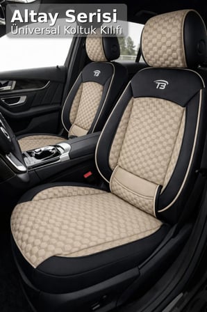 BMW X1 2009 ve Sonrası Uyumlu Altay Bel Destekli Tay Tüyü Bej Siyah Koltuk Kılıfı