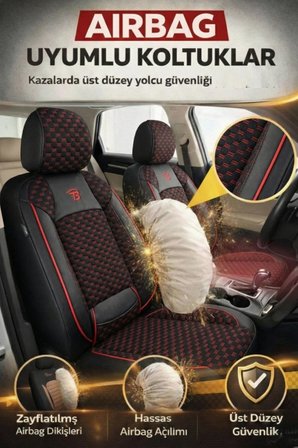 Citroen C4 2020 ve Sonrası Uyumlu Altay Bel Destekli Tay Tüyü Siyah Kırmızı Koltuk Kılıfı