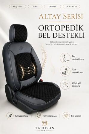 Suzuki Swift 2005 ve Sonrası Uyumlu Altay Bel Destekli Tay Tüyü Siyah Koltuk Kılıfı