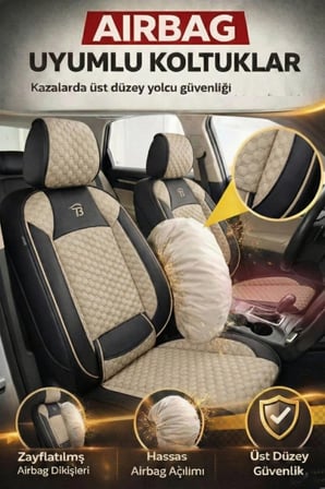 Hyundai i10 2007 ve Sonrası Uyumlu Altay Bel Destekli Tay Tüyü Bej Siyah Koltuk Kılıfı