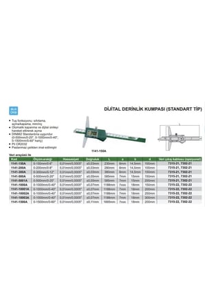 Insize 1141-150A Dijital Derinlik Kumpası 0,01mm / 0-150mm