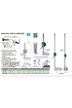 Insize 1156-600 Dijital Tek Sütun Mihengir - Makaralı 0-600 mm
