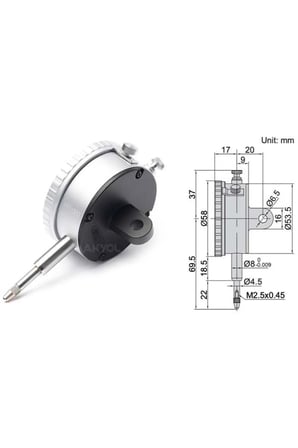 Insize 2301-10 Komparatör Saati 0,01 / 0-10mm (Kulaklı Kapak)