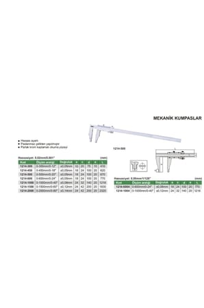 Insize 1214-600 Mekanik Kumpas 600mm