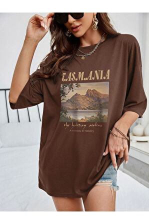 Unisex Casmania Baskılı Oversize T-shirt