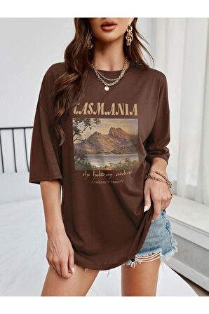 Unisex Casmania Baskılı Oversize T-shirt