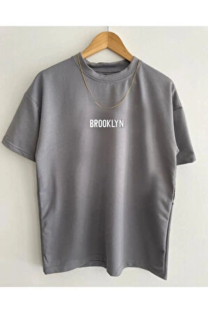 Unisex Brooklyn Baskılı Oversize Tshirt