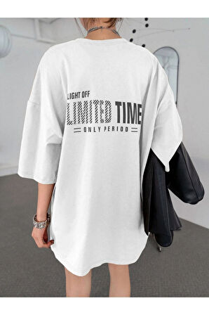 Unisex Limited Time Baskılı Oversize T-shirt