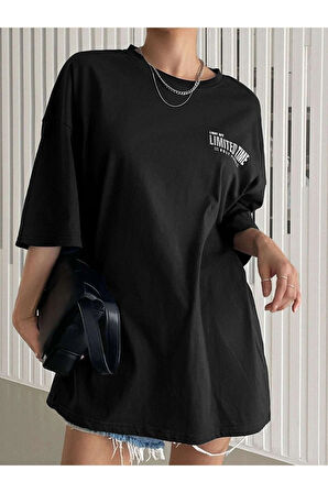 Unisex Limited Time Baskılı Oversize T-shirt