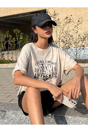 Unisex Raw Baskılı Oversize T-shirt
