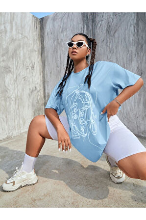 Unisex Yüz Baskılı Oversize Tshirt