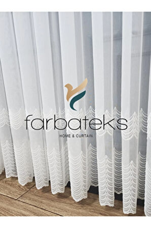 Alt Dalga Düz Sade Modern Tül Perde 3Kat Pileli