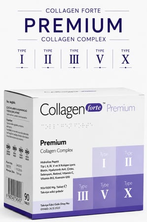 Collagen Forte Platinum 5 Tip Kolajen 90 Tablet, Biotin, C Vitamini, Vitamin B12, Diyet Desteği