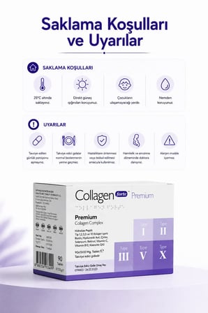 Collagen Forte Platinum 5 Tip Kolajen 90 Tablet, Biotin, C Vitamini, Vitamin B12, Diyet Desteği